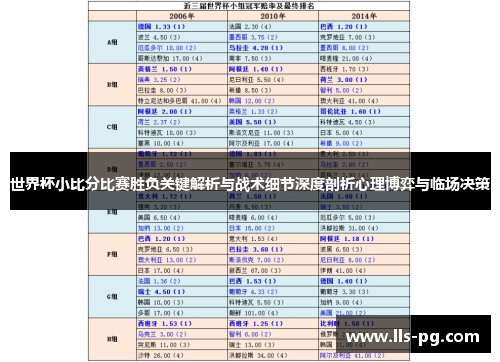世界杯小比分比赛胜负关键解析与战术细节深度剖析心理博弈与临场决策